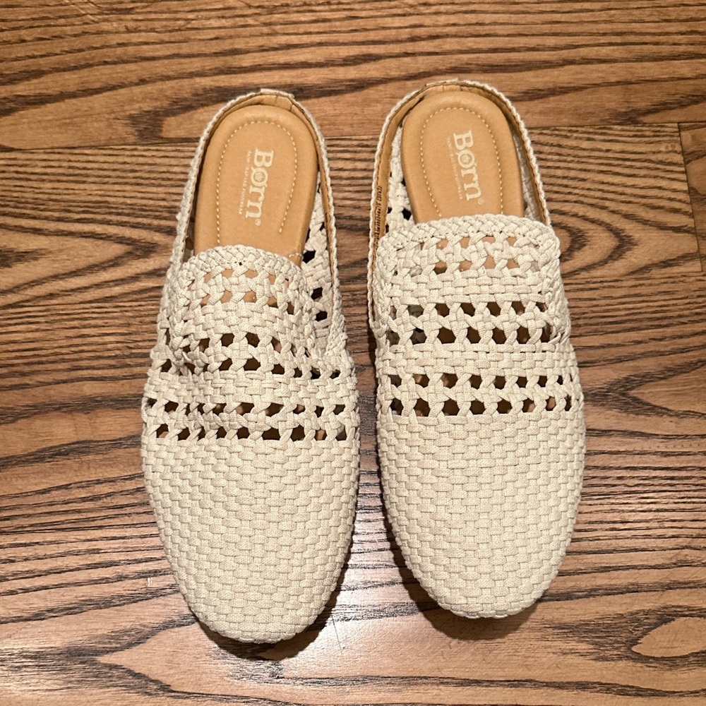 Born Cream Woven Mules